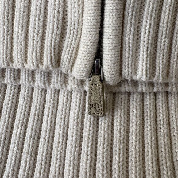 VTG Lauren Ralph Lauren Vintage Ribbed 100% Cotton Sweater Ivory Hong Kong XL - Picture 6 of 11